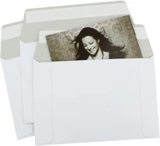 100 EcoSwift 6.5 X 4.5 Rigid Photo Mailers Stay Flats White Cardboard Self Seal