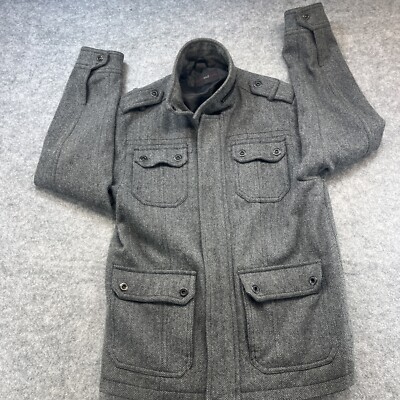 Butler and Webb Mens Jacket Size Medium Pea Coat  Wool Blend Grey