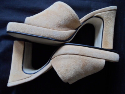 Vintage 80er nie getragen ''KG'' - ''KURT GEIGER'' beige Wildleder Pantoletten / Schuhe UK 3 EUR 36