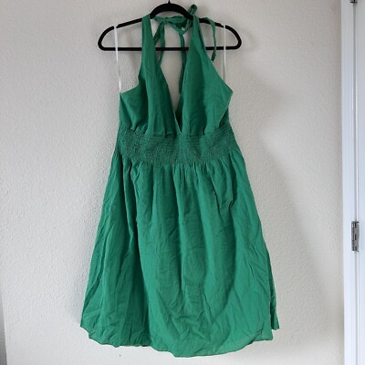 Dori Women Halter Neck Dress 4XL Green Cotton Smock Stretch Lined Swing A-line | eBay Dori Women Halter Neck Dress 4XL Green Cotton Smock Stretch Lined Swing A-line | eBay