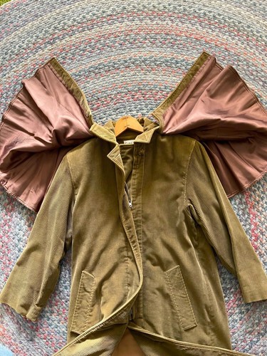 Womens - Large - CALVIN KLEIN - Thick Corduroy - Removable Cape 50" Trench Coat - Picture 13 of 21