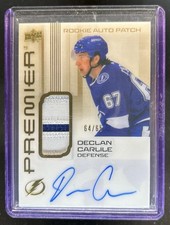 2024-25 UD Premier Declan Carlile Acetate Rookies Patch Auto Rookie Gold #/65