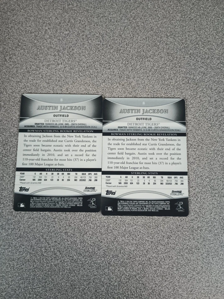 Lote de placas de impresión Topps Bowman Sterling Austin Jackson 2010 1/1 RC (2) Foto 4 de 4
