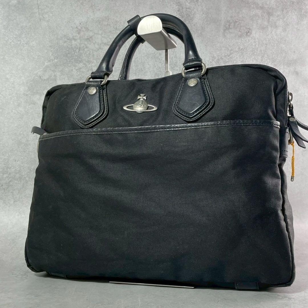 美品★Vivienne Westwood ビジネスバッグ ナイロン ★032 Vivienne Westwood Nylon Briefcase Orb Logo Business Bag Black