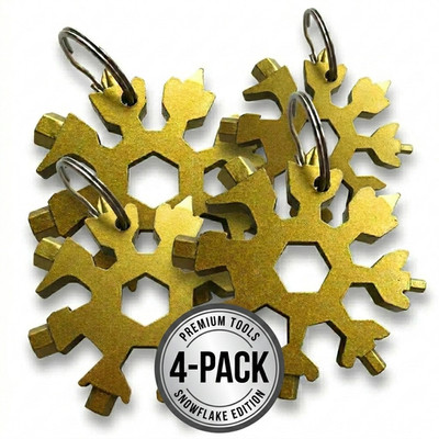 (4-Pack) Mobi Lock 18-in-1 Snowflake Multi Tool Portable Gold Steel Snowflake