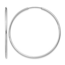 14k White Gold 1.5x40mm Polished Endless Tube Hoop Earrings