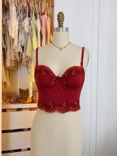 Coquette Vintage Corset Bustier with Floral Embroidery Y2K Cropped Top