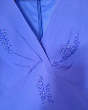 JONES NEW YORK 100% Silk beaded Cobalt  Cap Sleeve V Neck Midi 👗  Size 8 NWOT!!