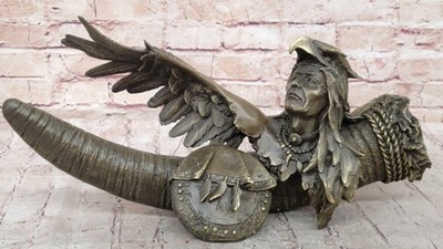 Native American Indian Medizin Vogel Mann Adler Bronze Statue Skulptur Figur