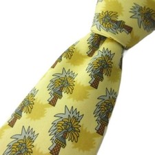 Hermes 7433HA Silk 100 Overall Pattern Yellow Tie - Luxury 3.3 in