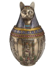 Rare Egyptian Bastet Cat Memorial Urn Canopic Jar