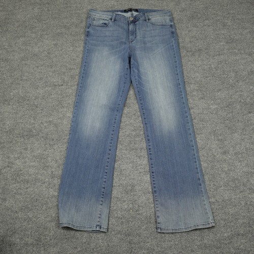 Prosperity Jeans Women 33 Blue Light Wash Straight Leg Stretch Whiskered Hem