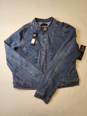FASHION NOVA Jean Jacket  Women's Large Verona Stretch Blue Denim NWT