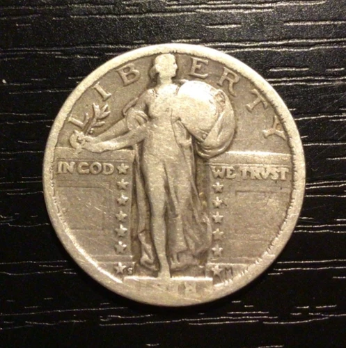 1918-S Standing Liberty Silver Quarter, F. Nice Patina! B48