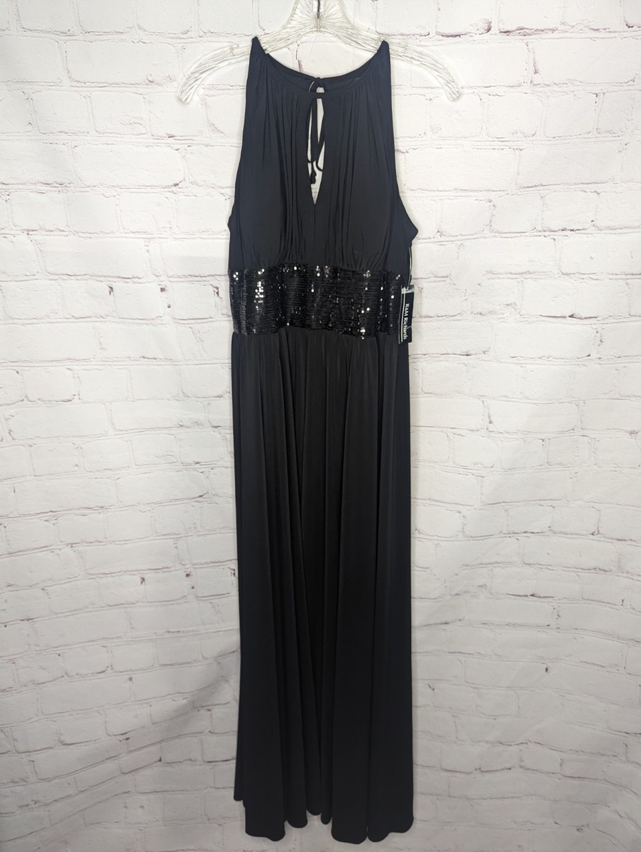 R&M Richards Black Evening Maxi Dress Keyhole Long Gown Sequins Front Slit Sz 14 | eBay R&M Richards Black Evening Maxi Dress Keyhole Long Gown Sequins Front Slit Sz 14 | eBay