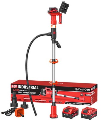 Pump Water Transfer 740GPH 33FT Head 2x4.0AH Battery Red 001 Cordless Portable