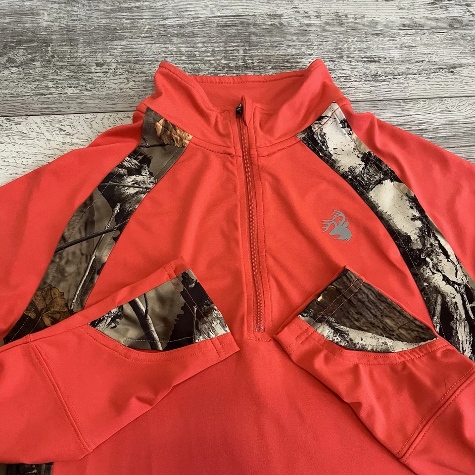 Women’s Legendary Whitetails Pink And Camo 1/4 Zip Pullover ~ SZ Med - Image 3 of 4