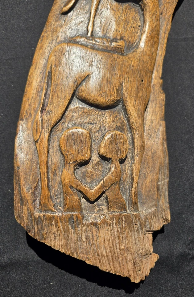 Vintage Hand Carved Driftwood Wall Hanger Or Shelf Setter 13 In Animals Plus - Image 2 of 4