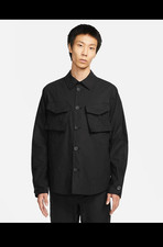 Nike Mens Black Solid Button-Front Collared S...