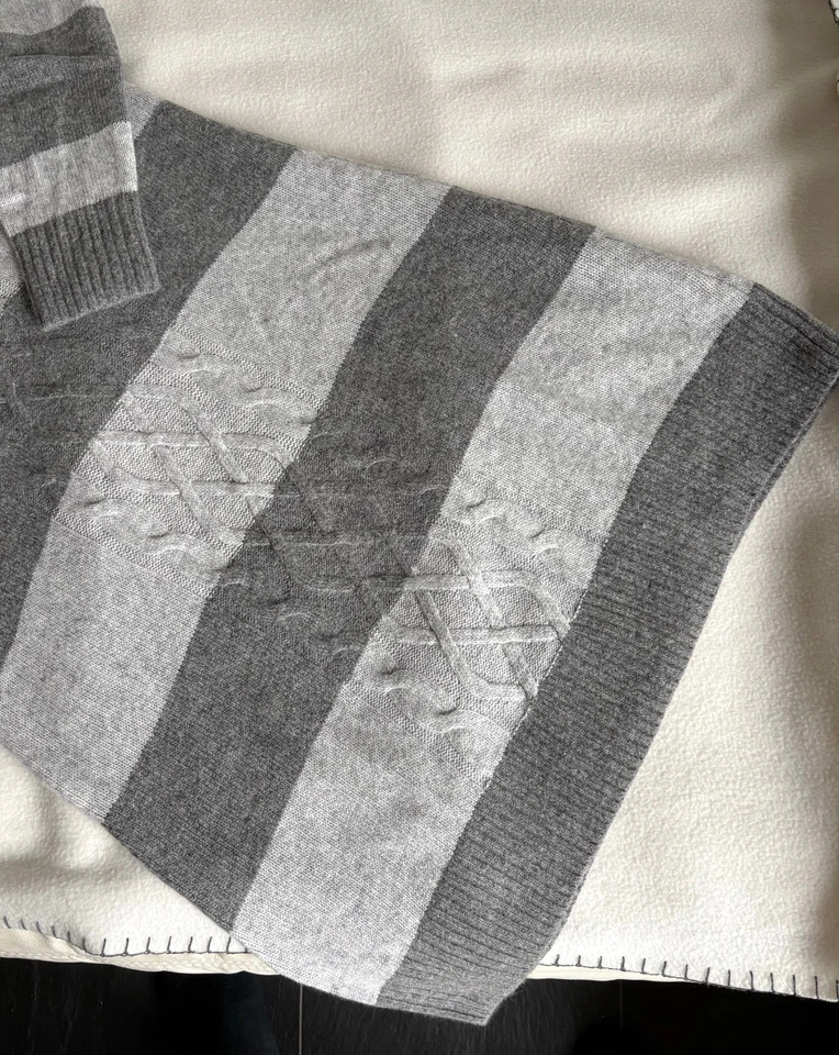 ESPRIT Strickkleid grau melange, Blockstreifen und Zopfmuster, Gr. XS - Bild 3 von 4