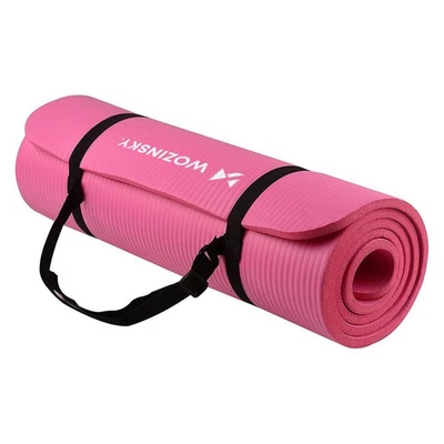 WOZINSKY Gymnastikmatte 181x63 cm, Dicke 0,9 cm, Komfortable, rutschfeste Yogamatte rosa