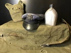 WW2 US Army Military Canteen w/ Cover & HAT + Duffle BAG (Marked 1952) COOL!