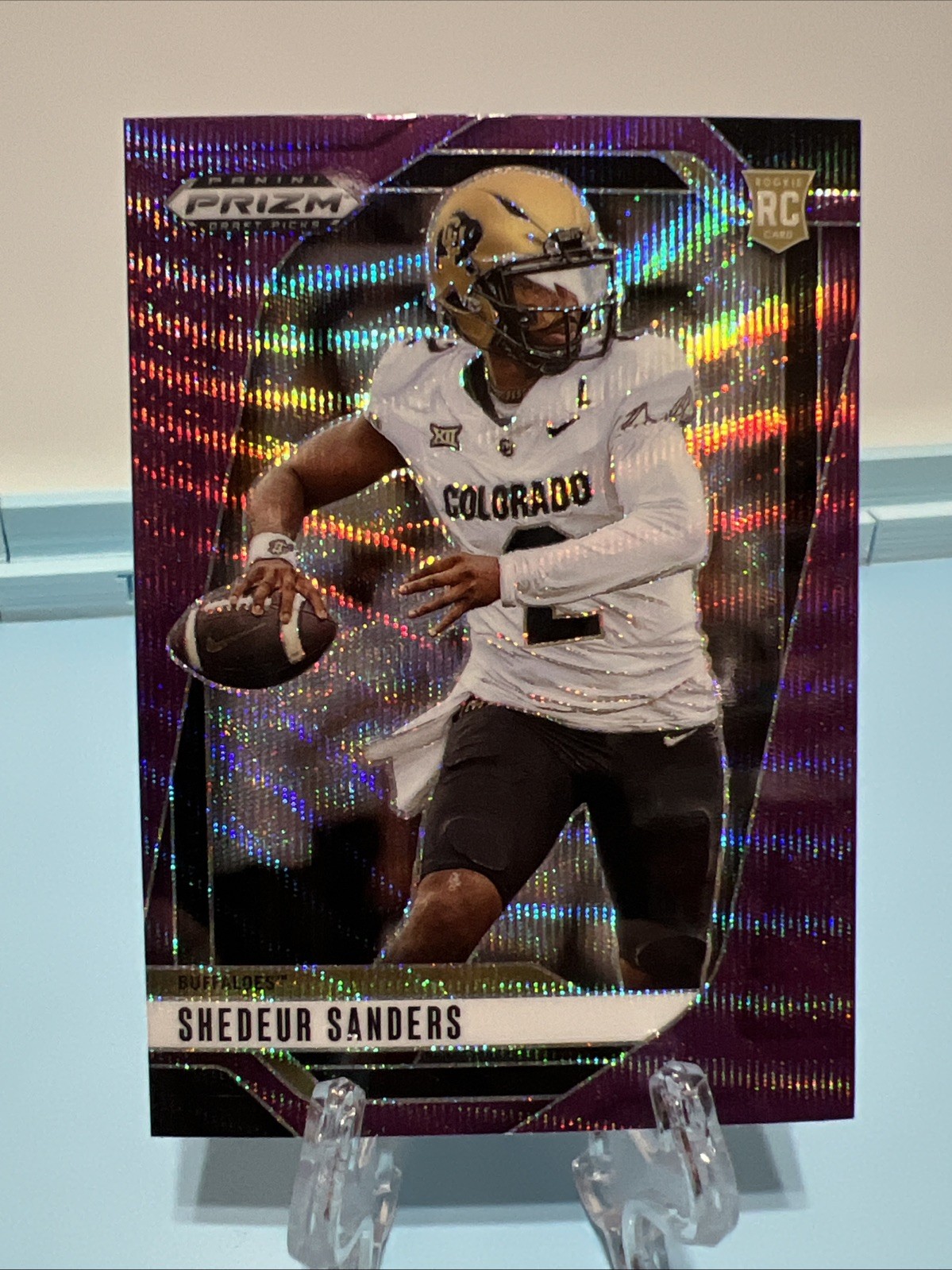 Shedeur Sanders RC Purple Wave 2025 Panini Prizm Draft Picks #19 Browns Buffalos