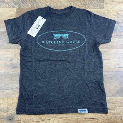 Watching Waves Sz Small Youth Gray Aqua Tee Shirt Top Private Selection Apparel