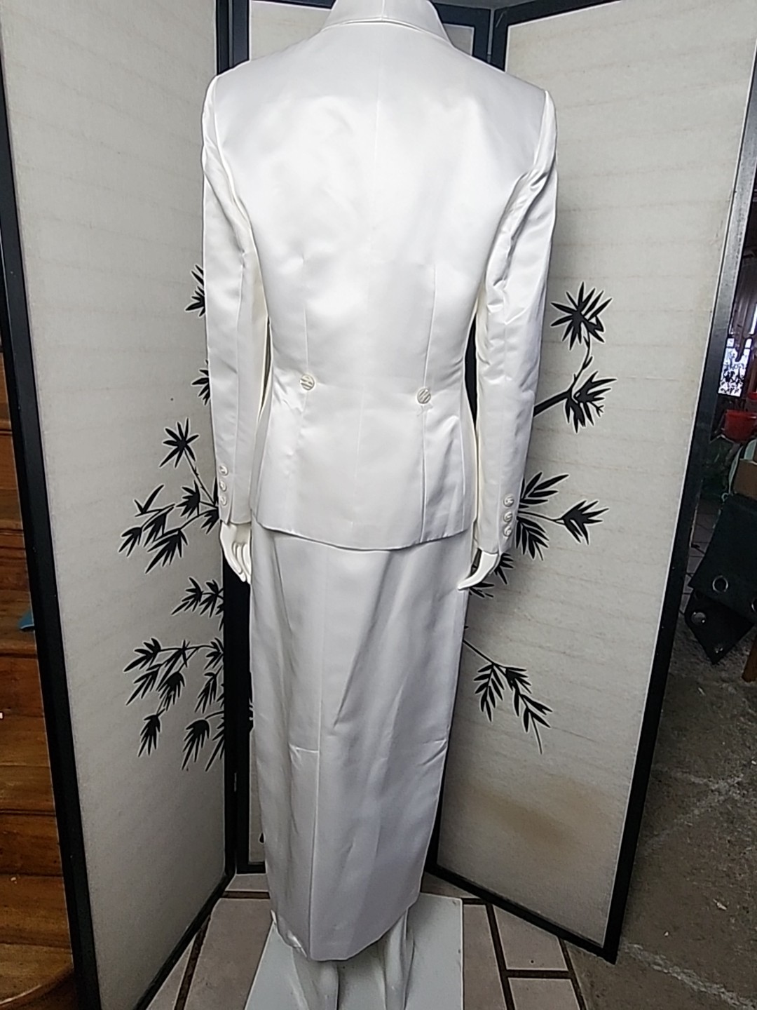 Vintage Oleg Cassini Skirt Suit Set White Lined SZ 6 New with Tags Priority WOW