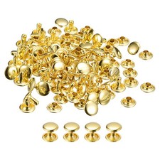 100 Sets Leather Rivets, 9mm Double Cap Rivets 8mm Height, Gold Tone