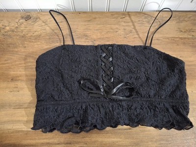 Colsie Large Black Lace Bralette Ruffles Spaghetti Straps