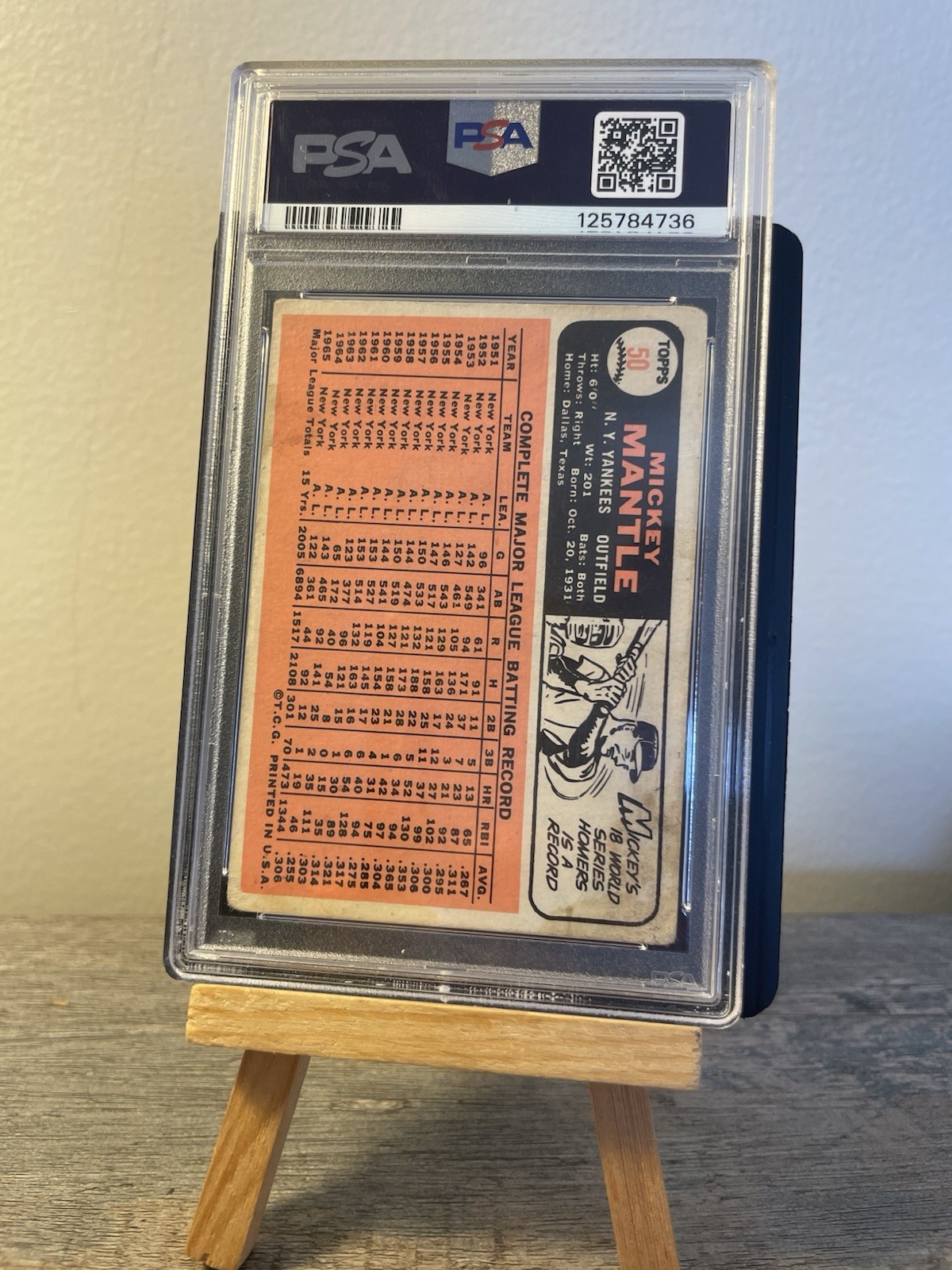 1966 Topps - Mickey Mantle #50 PSA 1.5 view 2