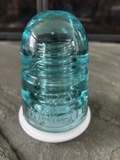 Vintage C.N.W. Tel. Co. Aqua Teal BlueGlass Insulator Made In USA Mint Condition