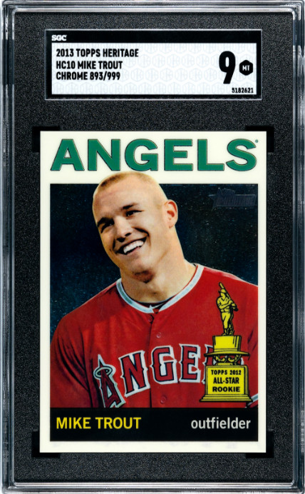 Mike Trout #HC10 Baseball Cards 2013 Topps Heritage Chrome trading card — raw and PSA graded price guide