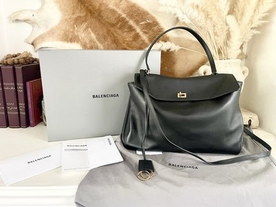 BALENCIAGA | Rodeo Black Leather Slouch Top Handle Shoulder Bag