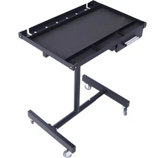 Adjustable Work Table w/Drawer - Heavy Duty Steel, 220LB, 4 Swivel Casters