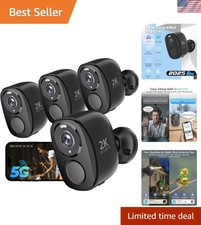 Dual-Band Wireless Outdoor Security Camera, 4-Pack, 2K Night Vision & AI Alerts