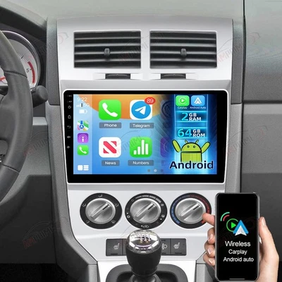 AMPRIME Radio de coche 2+64 GB Android 15 CarPlay GPS Navi BT WiFi para Dodge Caliber 2007-2009