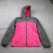 The North Face Warm Storm Rain Jacket Girl Medium 10/12 Pink Fleece Lined Hoodie