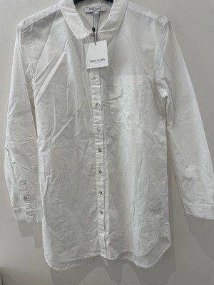 Tolles schlichtes knackiges Baumwoll-Oversized-Shirt Größe 10 weiß neu Etikett UVP 55 £