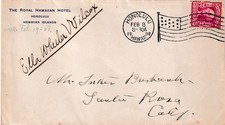 1908 Hawaii Cover Ella Wheeler Wilcox Autograph to Luther Burbank Royal Hawaiian