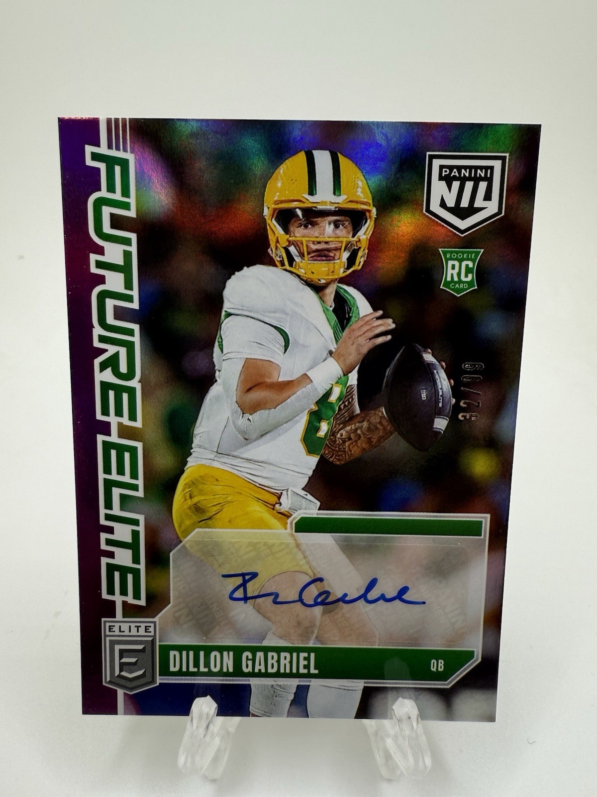 2025 Donruss Elite Football Dillon Gabriel RC Future Elite Purple NIL AUTO # /99