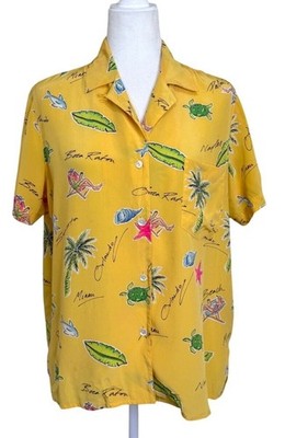 Real Clothes Saks Fifth Ave Silk Button-Up Top Vintage Florida Tropical Size L