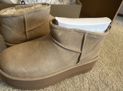 UGG Classic Ultra Mini Platform Women's Ankle Boots - Sand, US 8