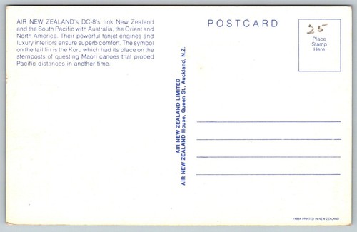 Airline Issue Air New Zealand DC-8 Jet Airliner On Runway Postcard M3 - Picture 2 of 2