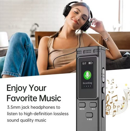 Enregistreur Vocal Numérique Portable Dictaphone Audio activé par la voix 64 Go - Foto 8 di 15