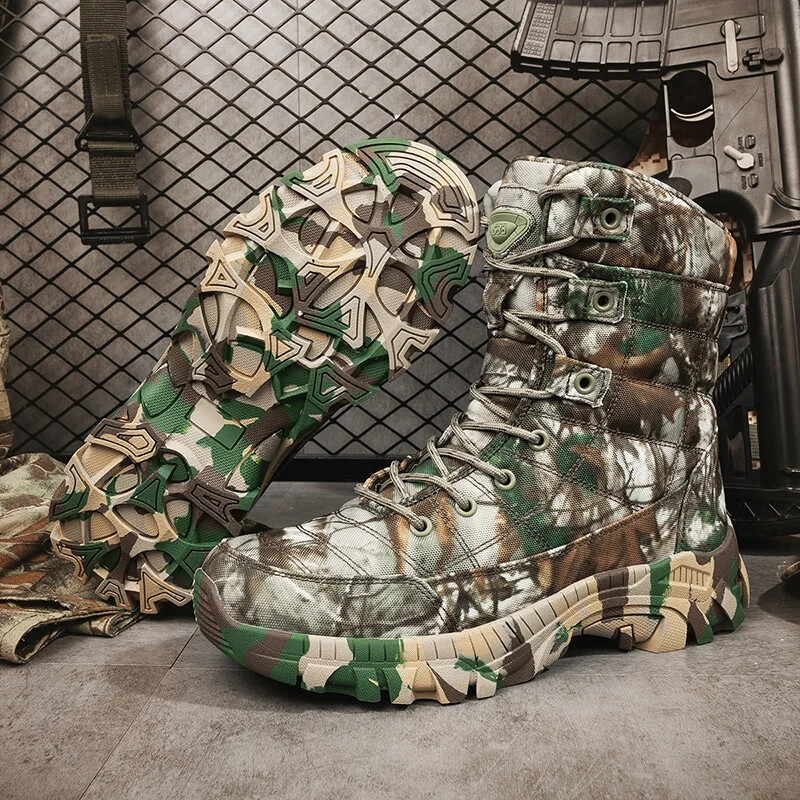 Trendy Men's Camouflage Waterproof Hiking Boots for Trekking-image