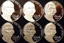 2010-2019 S Jefferson Nickel Gem Proof 10 Coin Date Set Decade Run