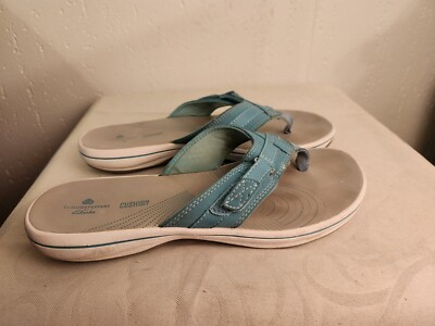 Clarks Cloudsteppers Soft Cushion Womens 7 M Blue Thong Flip Flop Sandals #26