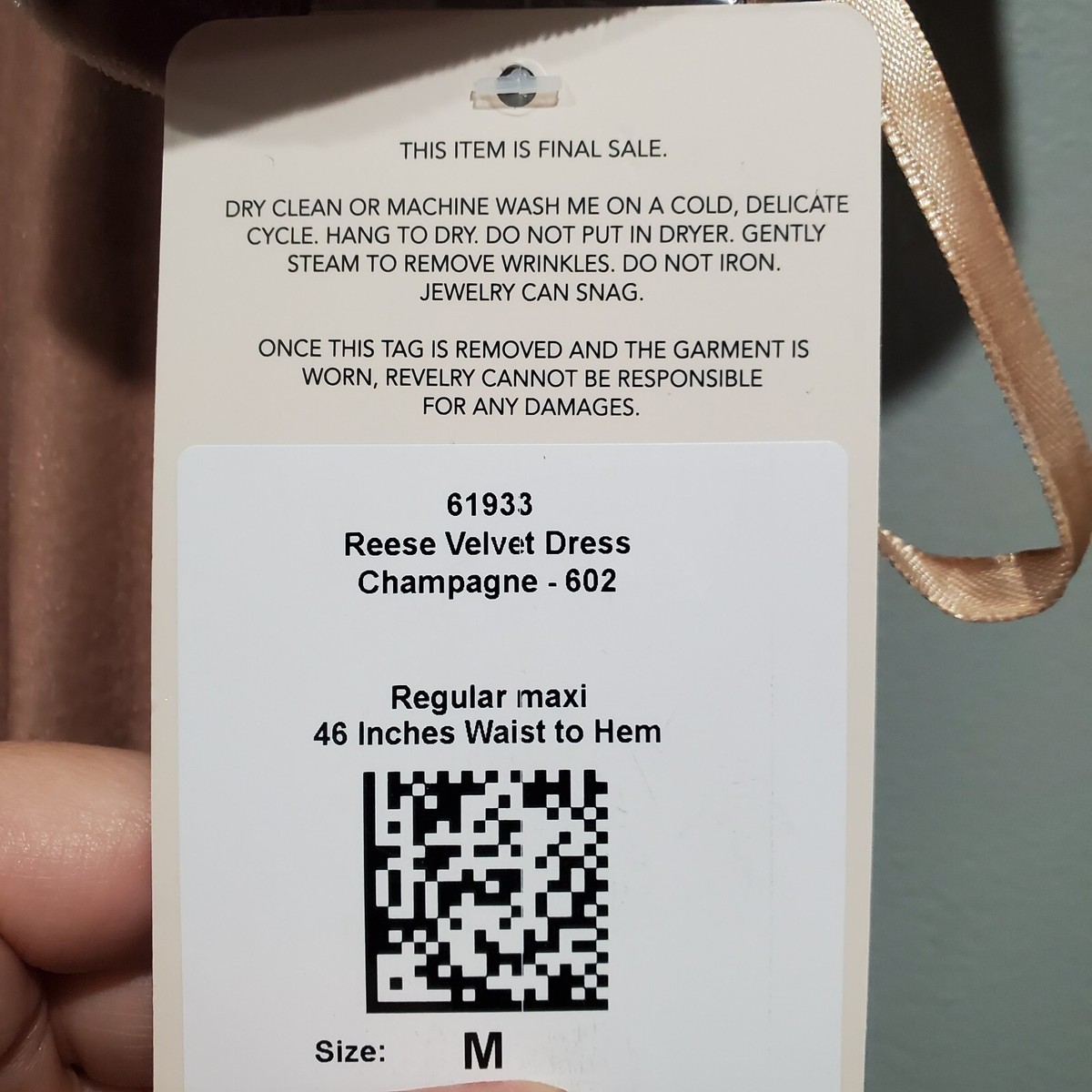 NWT Reverly Reese A-Line Velvet Dress Flutter Sleeve Champagne